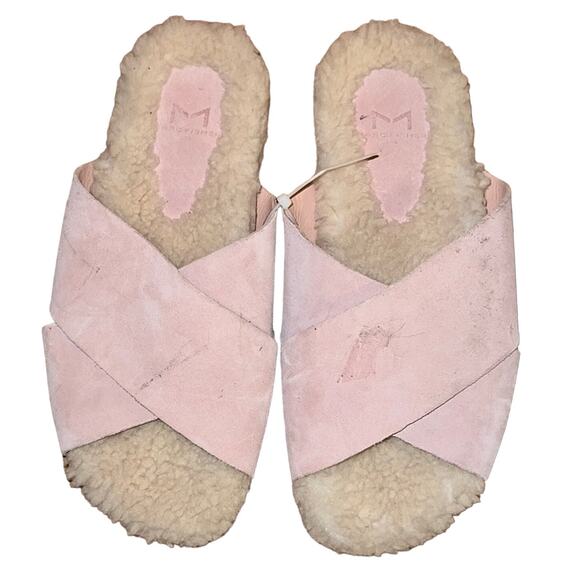 Marc Fisher LTD CANNA Pink Suede Fur Slippers Sandals Size 6 NWOB NWOT - Picture 1 of 5